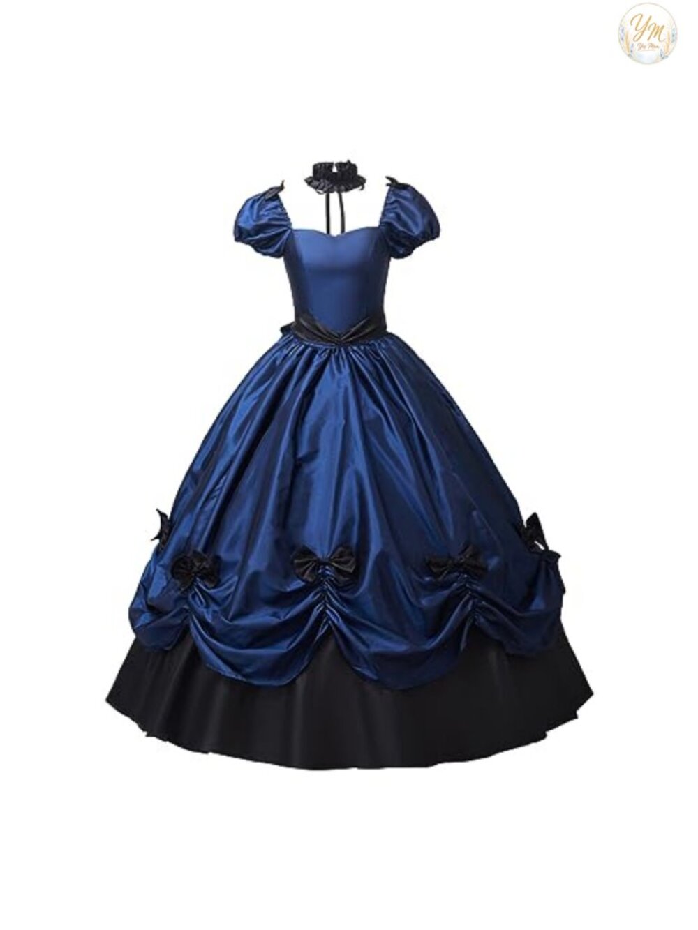 Gothic Victorian Dress Ball Gown Floral Lolita Corset Neckwear Puff Sleeve Long